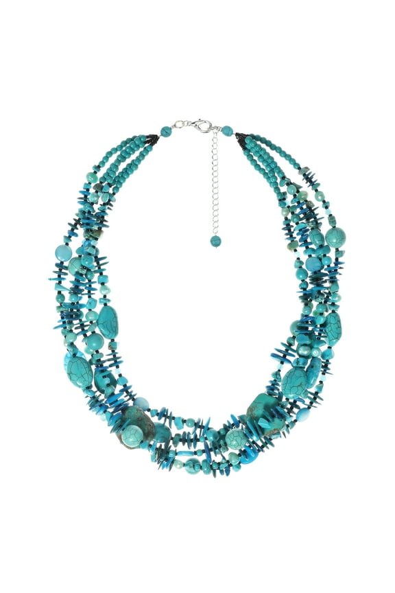 Turquoise Rapids Multi Chunky Strand Handmade Necklace