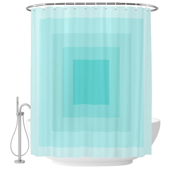Turquoise Rectangle Ombre Shower Curtain Contemporary Gradient Abstract Waterproof Fabric Shower Curtain Set with 12 Hooks, Bathroom Curtains for Farmhouse Home Hotel Holiday Decor, 36" W x 72" L