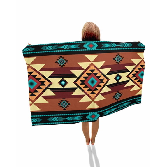 Turquoise Red Beach Towels Oversized Super Absorbent, Southwest American Native Abstract Pattern Lightweight Bath Towel Quick Dry Sets For Bathroom/Pool/Rv Camping/Beach Play/Gym Room/Picnic 31"x62"