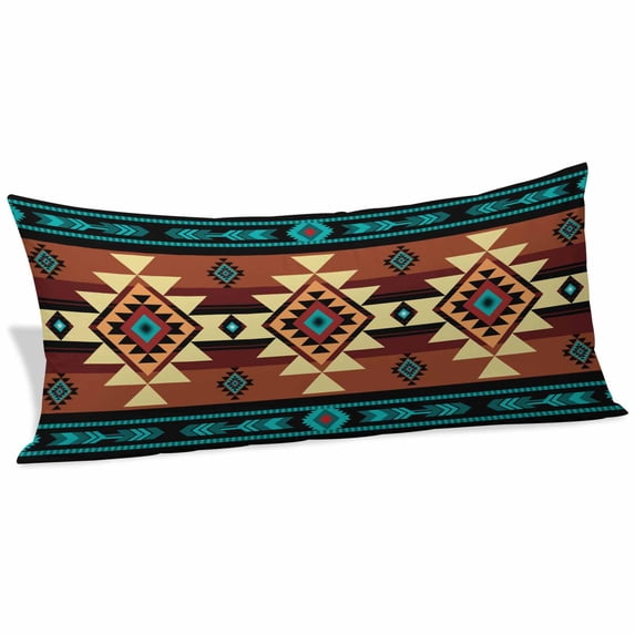 Turquoise Red Body Pillow Covers 20"x54", Southwest American Native Abstract Pattern Soft Brushed Microfiber Breathable Throw Pillow Covers, Pillowcase with Zipper for Couch Sofa Bedroom Living Room