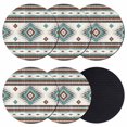 thumbnail image 1 of Turquoise Red Boho Coasters Set of 6, Southwestern Ethnic Aztec Retro Geometric Absorbent Coasters for Drinks, Coaster for Bar Office Dining Coffee Table Accessories Decor,Non Slip Round Desk Coaster, 1 of 9