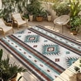 thumbnail image 1 of Turquoise Red Boho Outdoor Rug 5x8 Ft - Reversible Patio Rug Outdoor Camping Rugs, Southwestern Ethnic Aztec Retro Geometric Indoor Outdoor Area Rugs, Non-Slip Outdoor Carpet Runner for Deck/Porch, 1 of 8