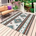 thumbnail image 1 of Turquoise Red Boho Outdoor Rug for Patio/Deck/Porch, Non-Slip Large Area Rug 3 x 5 Ft, Southwestern Ethnic Aztec Retro Geometric Indoor Outdoor Rugs Washable Area Rugs, Camping Rug Carpet Runner, 1 of 8