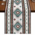 thumbnail image 1 of Turquoise Red Boho Short Table Runner 48 Inches Long,Southwestern Ethnic Aztec Retro Geometric Cotton Linen Table Runners Dresser Scarves,Tabletop Scarf Furniture Cover for Home Dinner Party 13"x48", 1 of 8