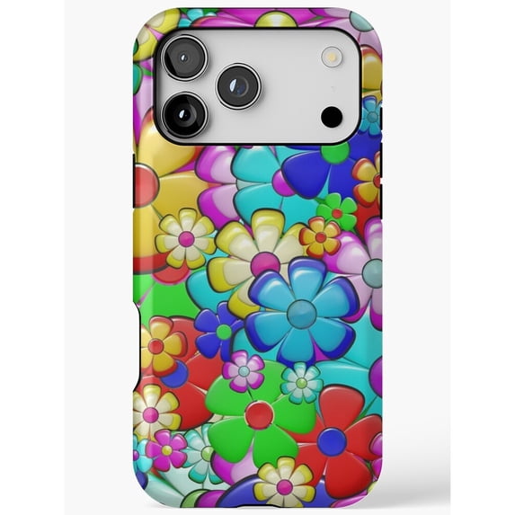 Turquoise, Red, Lime Green and Pink Layered Flowers Tough Case for ...