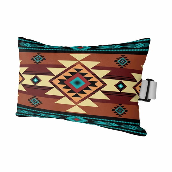 Turquoise Red Outdoor Pillows for Chaise Lounge Chair Waterproof Lumbar Pillows with Insert&Strap Beach Headrest Pillow Southwest American Native Abstract Pattern Pillow for Patio Pool 11"x16"