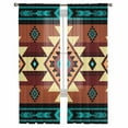 thumbnail image 1 of Turquoise Red Semi Sheer Curtains 108 Inch Length 2 Panels Set, Southwest American Native Abstract Pattern Sheer Kitchen Curtain Privacy Voile Window Curtain for Living Room Bedroom Rod Pocket Drapes, 1 of 7