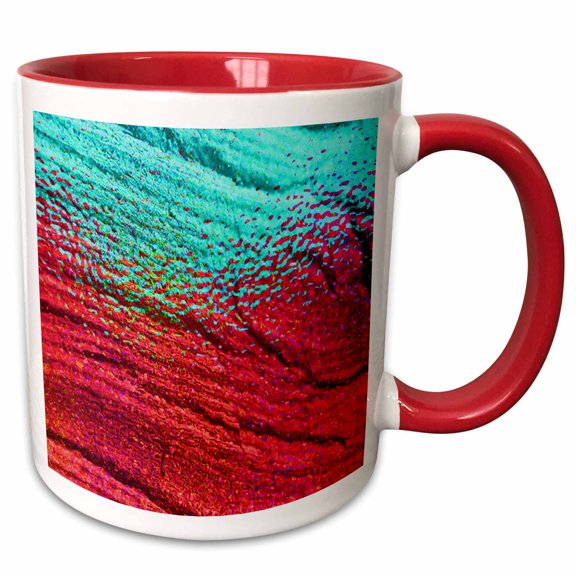 3drose, Turquoise Red Speckled Wood, 15oz Two-tone Red Mug