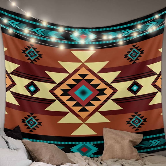 Turquoise Red Tapestry for Bedroom Wall Hanging Tapestry, Southwest American Native Abstract Pattern Ceiling Backdrop Tapestries Poster Blanket Wall Decor for Teens Room Living Room Dorm 59" x 79"