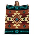 thumbnail image 1 of Turquoise Red Throw Blanket,Flannel Fleece Blanket with Striped Design for Couch,Southwest American Native Abstract Pattern Soft Breathable All Season Plush Blankets for Sofa Office Car Seat 40"x60", 1 of 9