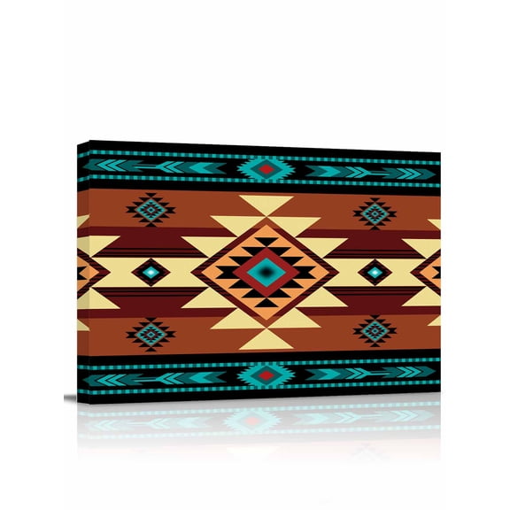 Turquoise Red Wall Art for Living Room,Canvas Picture Wall Decor for Bathroom Bedroom,Southwest American Native Abstract Pattern Painting Artwork for Office Kitchen Hallway Dining Room Decor 12"x16"