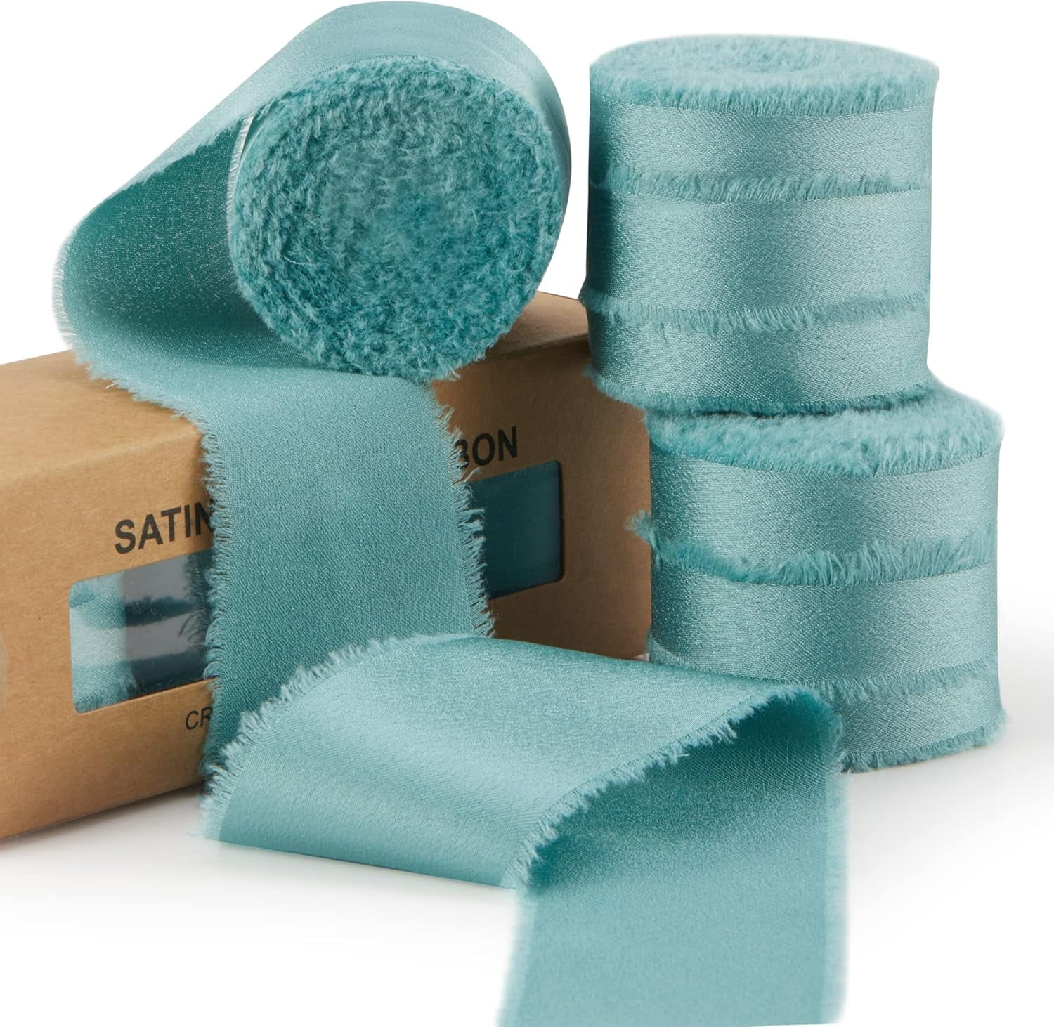 Turquoise Ribbon for Gift Wrapping, Silk Satin Chiffon Frayed Fabric ...
