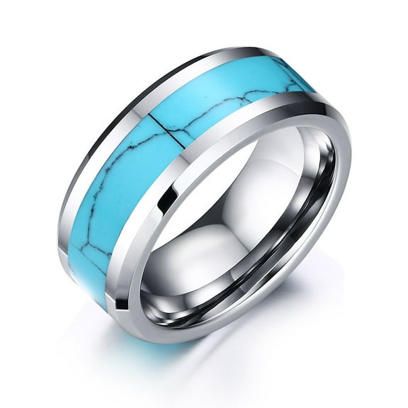 Turquoise Ring 8mm Tungsten Carbide Mens Ring Men Wedding Band Man Ring