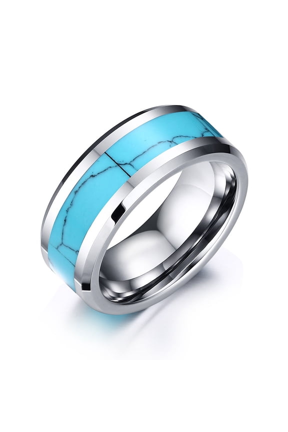 Turquoise Ring 8mm Tungsten Carbide Mens Ring Men Wedding Band Man Ring