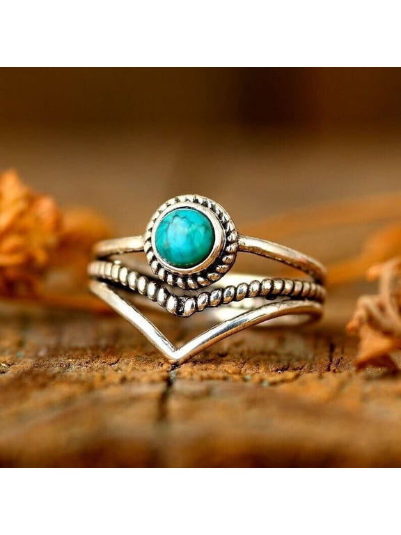 Turquoise Ring 925 Sterling Silver Handmade Jewelry Dainty Ring All size