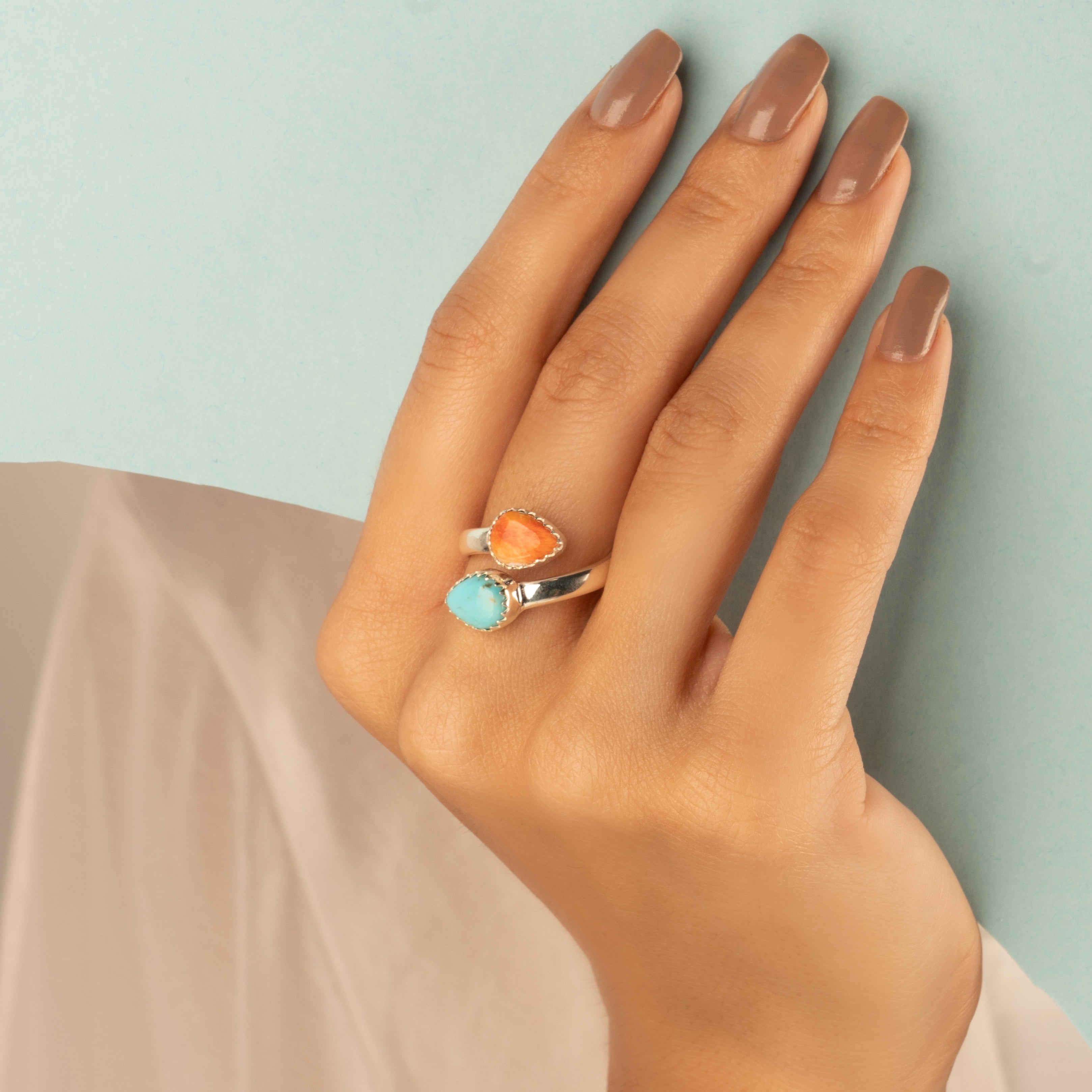 Turquoise Ring SouthWestern Jewelry Adjustable 925 Sterling Silver Jewelry