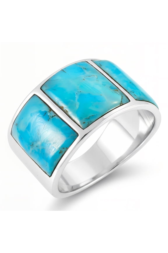 Turquoise Ring for Men or Women Sterling Silver 925 | Turquoise Network | R2535-C75-11