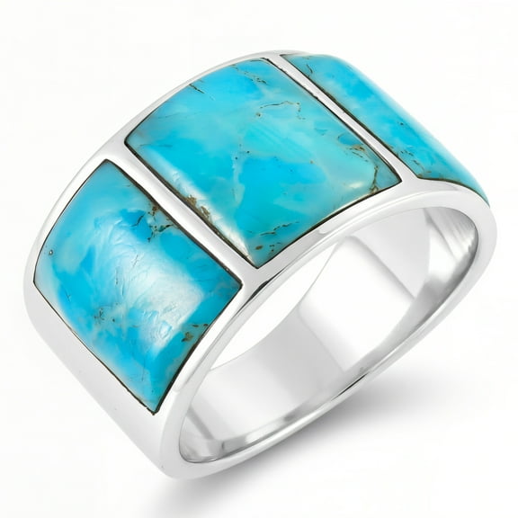 Turquoise Ring for Men or Women Sterling Silver 925 | Turquoise Network | R2535-C75-6