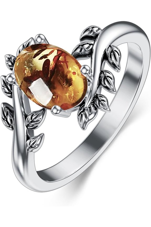 Turquoise Ring for Women 925 Sterling Silver Bohemian Western Oval Leaf Design