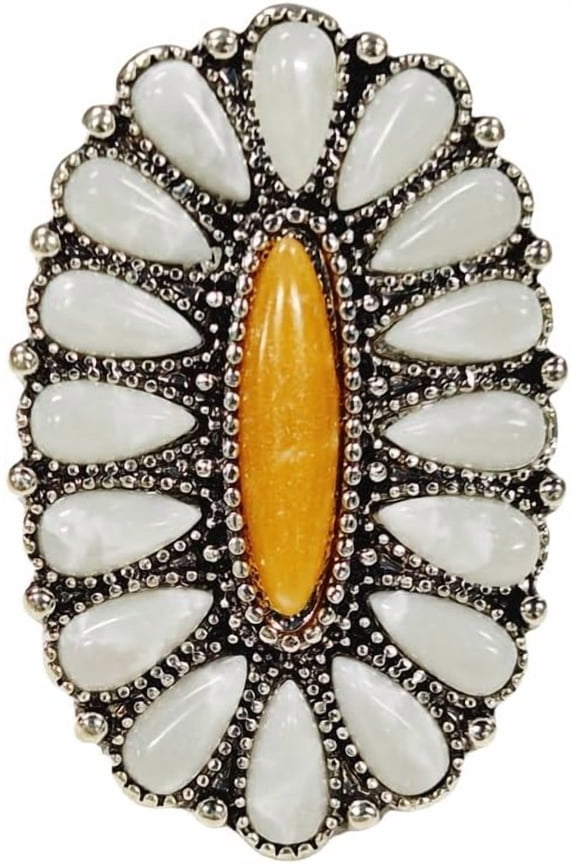 Turquoise Rings for Women Statement Western Jewelry Boho Vintage Chunky Big Large Adjustable Flower Natural Stone Ring