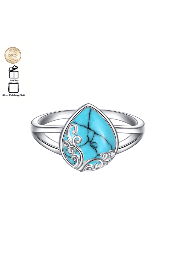 Turquoise Rings for Women Sterling Silver Western Turquoise Filigree Band Ring Engagement Gemstone Jewelry Gifts for Women