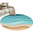 thumbnail image 1 of Turquoise Ripple Area Rug, Turquoise Gradient Washable Large Circle Carpet, Non Slip Round Rug for Living Room/Bedroom/Dining Room/Home Office/Dorm, 1 of 9