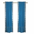 thumbnail image 1 of Turquoise Rod Pocket  Sheer Sari Curtains w/ Silver Border -60W x 84L-Pair, 1 of 2