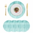 thumbnail image 1 of Turquoise Round 15 Inch Placemats Set of 4, Modern Abstract Art Ombre Striped HeatResistant Non Slip Place Mats for Dining Table, Wipeable Braided Kitchen Table Mats for Housewarming, 1 of 9