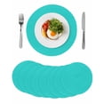 thumbnail image 1 of Turquoise Round 15 Inch Placemats Set of 8, Modern Pure Turquoise HeatResistant Non Slip Place Mats for Dining Table, Wipeable Braided Kitchen Table Mats for Housewarming, 1 of 9