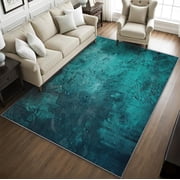 Turquoise Rugs for Living Room -Teal Marble Rug, Stone Pattern Washable Rugs for Living Room, Distressed Rock Area Rug for Bedroom, Abstract Home Decor & Gifts 3 x 4ft