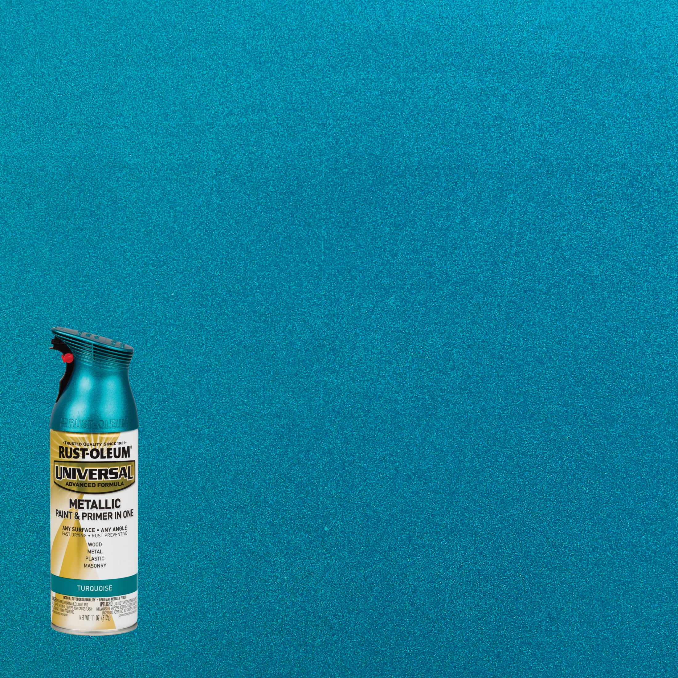 Turquoise, Rust-Oleum Universal All Surface Interior/Exterior Metallic Spray Paint-330480, 11 oz, 6 Pack