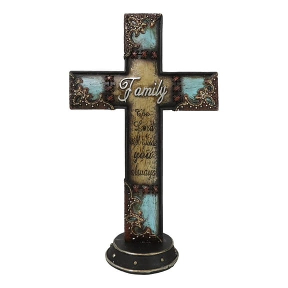 Turquoise Rustic Tuscany Family The Lord Will Guide You Always Desktop Cross