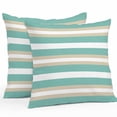 thumbnail image 1 of Turquoise S Khaki Tripe Outdoor Pillow Covers Set of 2 Abstract Waterproof Throw Pillow Case Decorative Square Cushion Cover for Patio Couch Garden Balcony, 26"x26", 1 of 9