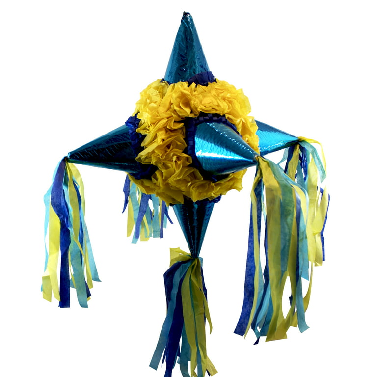 Turquoise Satellite Star Party Pinata, Traditionally Handcrafted