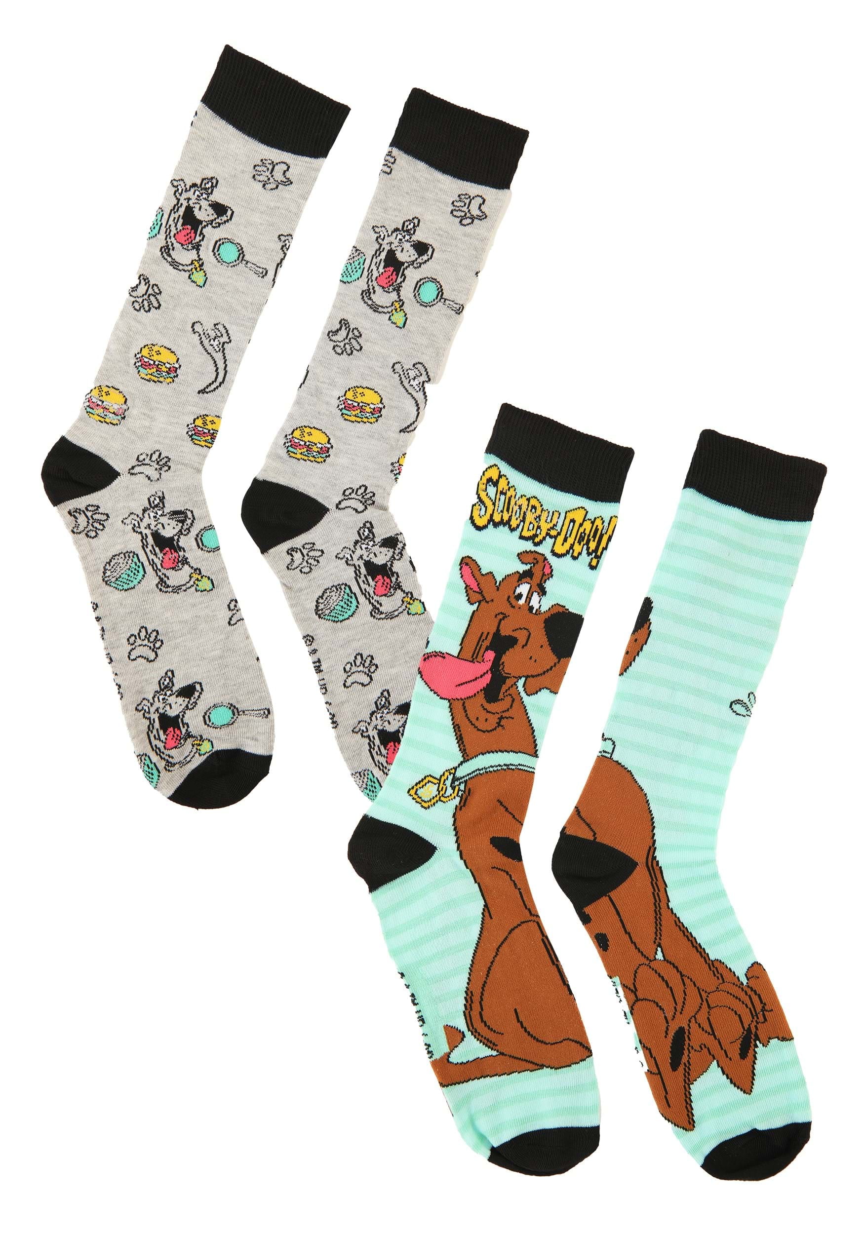 Turquoise Scooby Snacks Men's 2 Pack Casual Crew Socks 