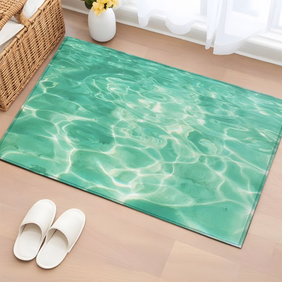 Turquoise Sea 2'x3' Rug for Entryway Front Door Kitchen Sink Area, Summer Coastal Bright Shallow Water Low Pile Washable Non Slip Rectangle Area Rug