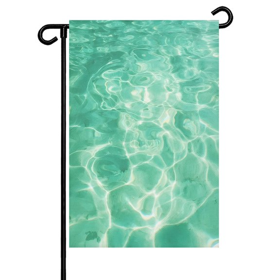 Turquoise Sea Garden Flag 12x18 Inch Summer Coastal Bright Shallow Water Double Sided Small Decorative Garden Flags for Outside, Outdoor Yard Porch Lawn Decoration