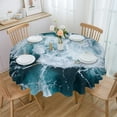 thumbnail image 1 of Turquoise Sea Water Round Tablecloths for Dining Table Waterproof Table Cover for Kitchen Living Room, 1 of 5