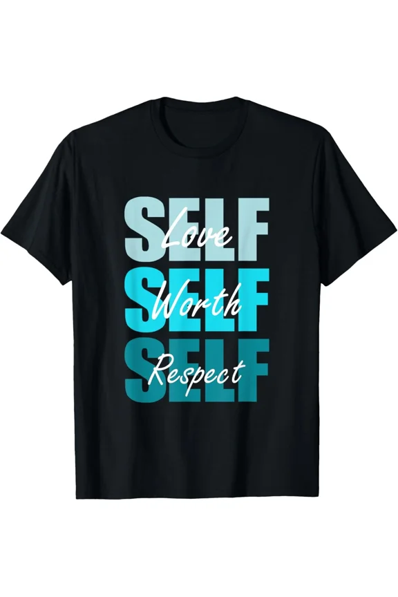 Turquoise Self-Ish Graphic Color Block Minimalist Design Style Unisex T-Shirt, up to size 5XL