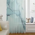 thumbnail image 1 of Turquoise Semi Sheer Curtains Drapes for Living Room, Bedroom, French Doors Window 45 Inches Long, Modern Marble Ink Painting Abstract Art Rod Pocket Chiffon Curtain Drapery Voile Draperies Panel, 1 of 6