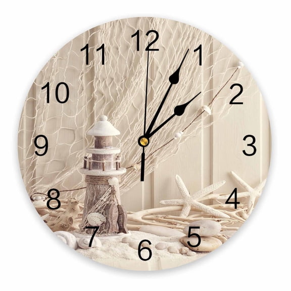 Turquoise Shabby Wood Texture Decorative Round Wall Clock Arabic Numerals Design Non Ticking Bedrooms Bathroom Large Wall Clock(12 Inch)