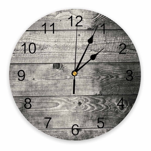 Turquoise Shabby Wood Texture Decorative Round Wall Clock Arabic Numerals Design Non Ticking Bedrooms Bathroom Large Wall Clock(12 Inch)