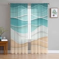 thumbnail image 1 of Turquoise Sheer Curtains 72 Inch Length 2 Panels Set for Living Room/Bedroom, Ocean Wave Stripes Modern Abstract Beach Semi Curtain Sheers Drapes Rod Pocket Curtains Window Treatment Set 52''x72''x2, 1 of 7