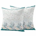 thumbnail image 1 of Turquoise Shell Outdoor Waterproof Pillow Covers, Rustic Coastal Nautical Ocean Animals Decorative Square Throw Pillowcase Sofa Cushion Sham for Patio/Couch/Chair, 20"x20" 2 Pack, 1 of 8