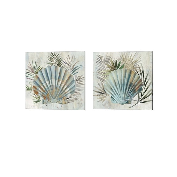 Turquoise Shell by Aimee Wilson Canvas Art Set of 2 14 inch X 14 inch Each