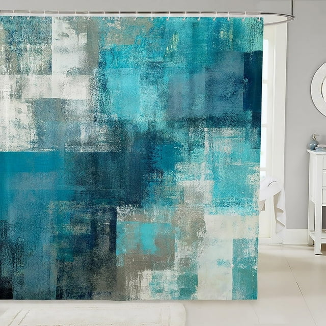 Turquoise Shower Curtain 72x72 for Kids Boys,Teal and Grey Ombre