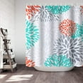 thumbnail image 1 of Turquoise Shower Curtain for Bathroom Waterproof Polyester Fabric Floral Shower Curtain Dahlia Flower Print Decorative Teal Bathroom Curtain Set with Hooks 72"x72", 1 of 6