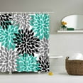 thumbnail image 1 of Turquoise Shower Curtain for Bathroom Waterproof Polyester Fabric Floral Shower Curtain Dahlia Flower Print Decorative Teal Bathroom Curtain Set with Hooks 72"x72", 1 of 6