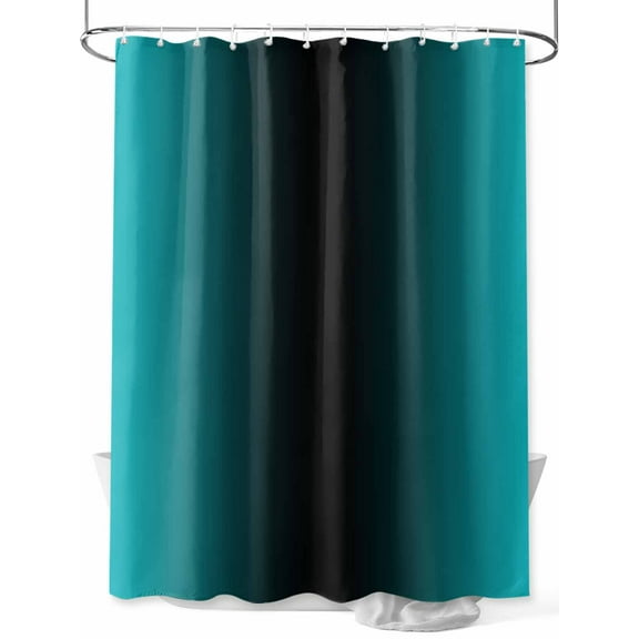 Turquoise and Shower Curtain, Black Gradient Waterproof Shower Curtain Set with 12 Hooks Lightweight Washable Fabric Shower Curtains for Bathroom 36x72 Inches