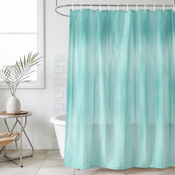 Turquoise Shower Curtain Set, Waterproof Shower Curtains for Bathroom, Modern Abstract Art Ombre Striped Washable Fabric Cloth Bath Curtain for Bathtub Decoration with Hooks 72x78 Inches